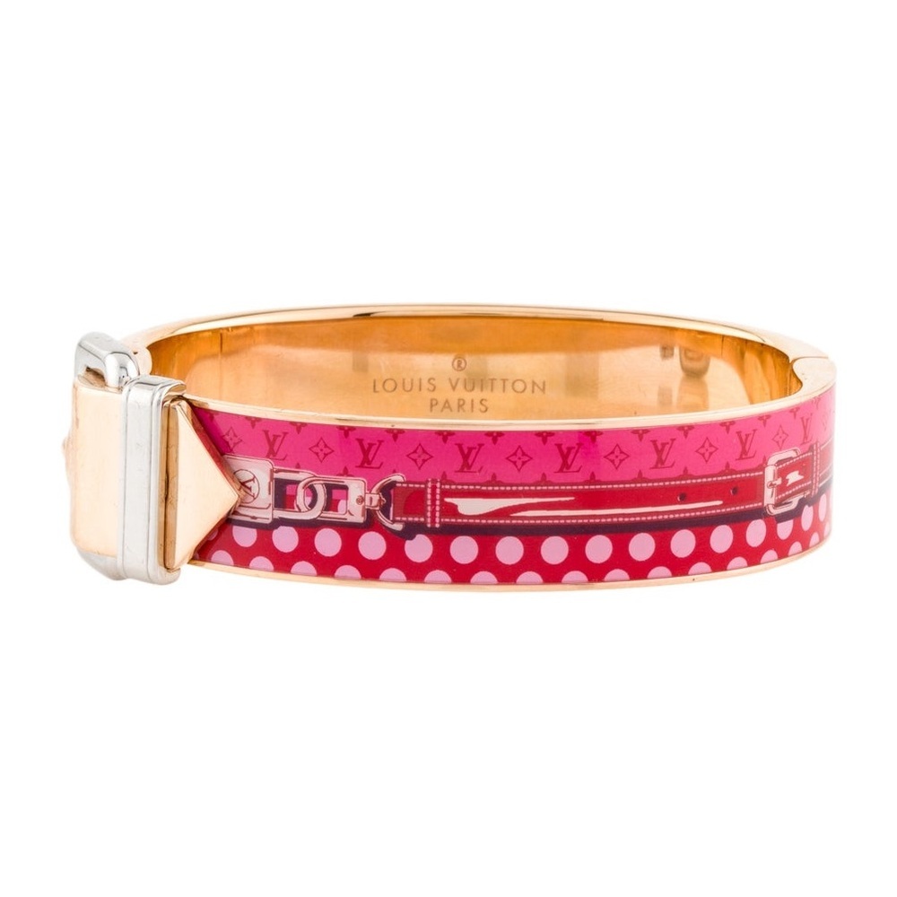 🌺Louis Vuitton Pink Monogram Polka Dot Bangle Bracelet – Size Small 🌸✨